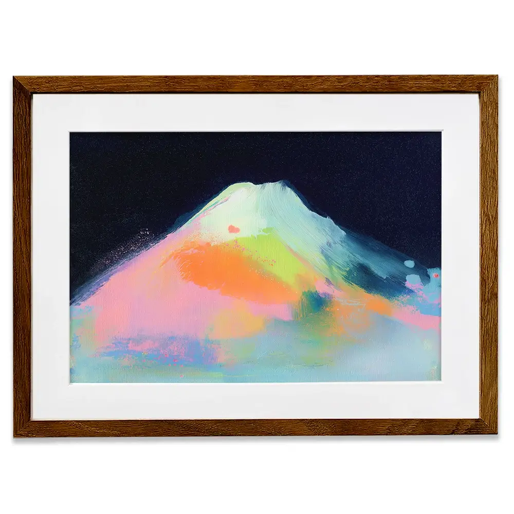 Fuji In Neon Framed Art Print Fuji In Neon Framed Art Print wall art product Chromatic Storm Studio