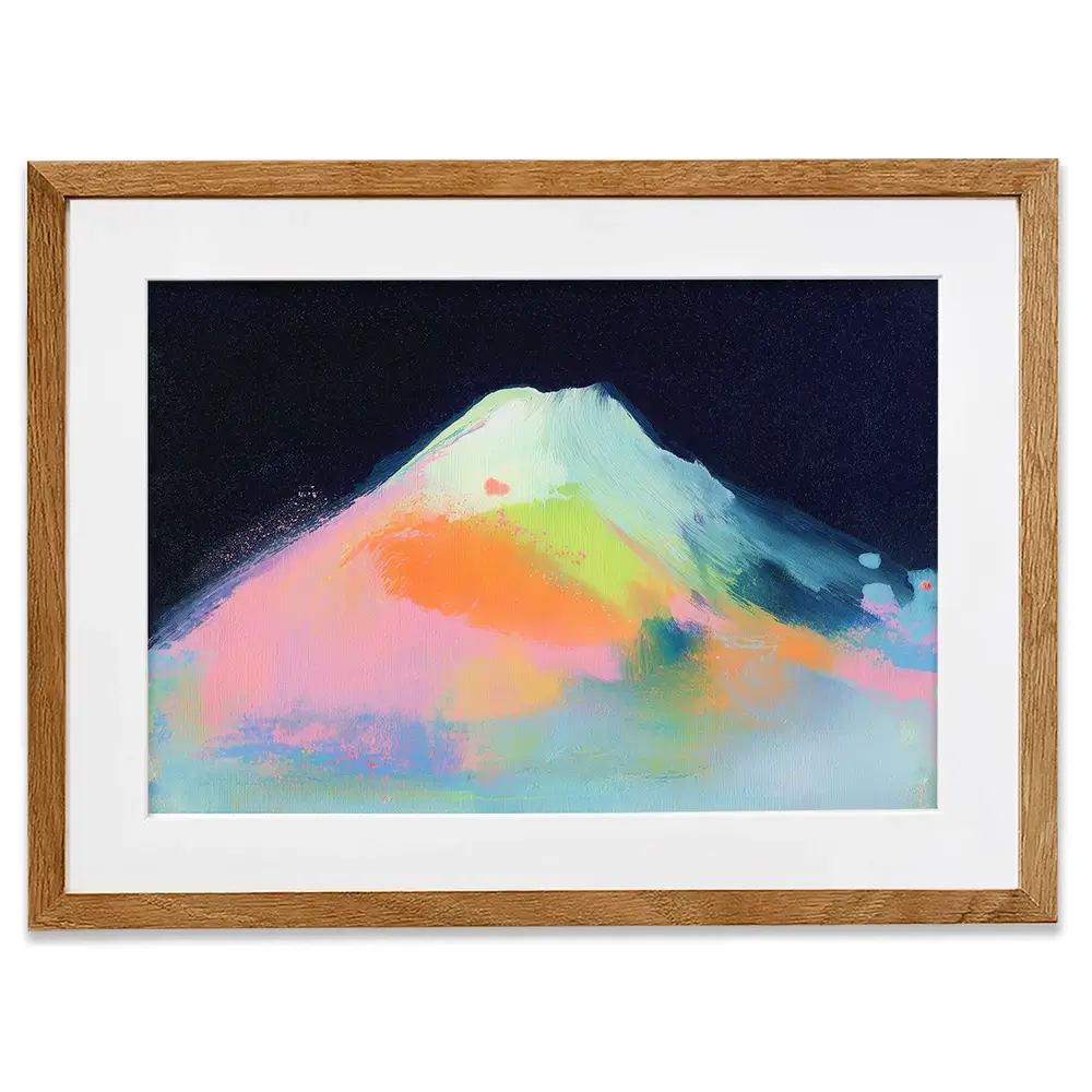 Fuji In Neon Framed Art Print Fuji In Neon Framed Art Print wall art product Chromatic Storm Studio