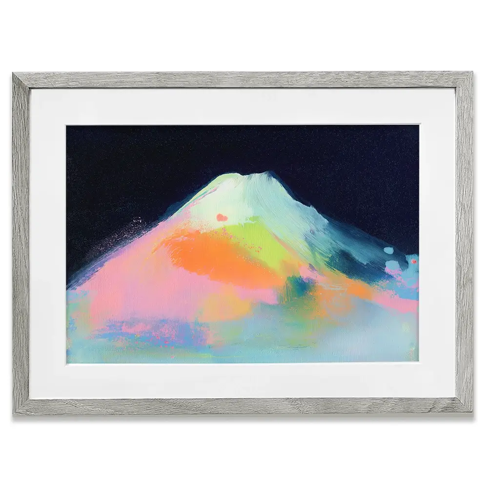Fuji In Neon Framed Art Print Fuji In Neon Framed Art Print wall art product Chromatic Storm Studio