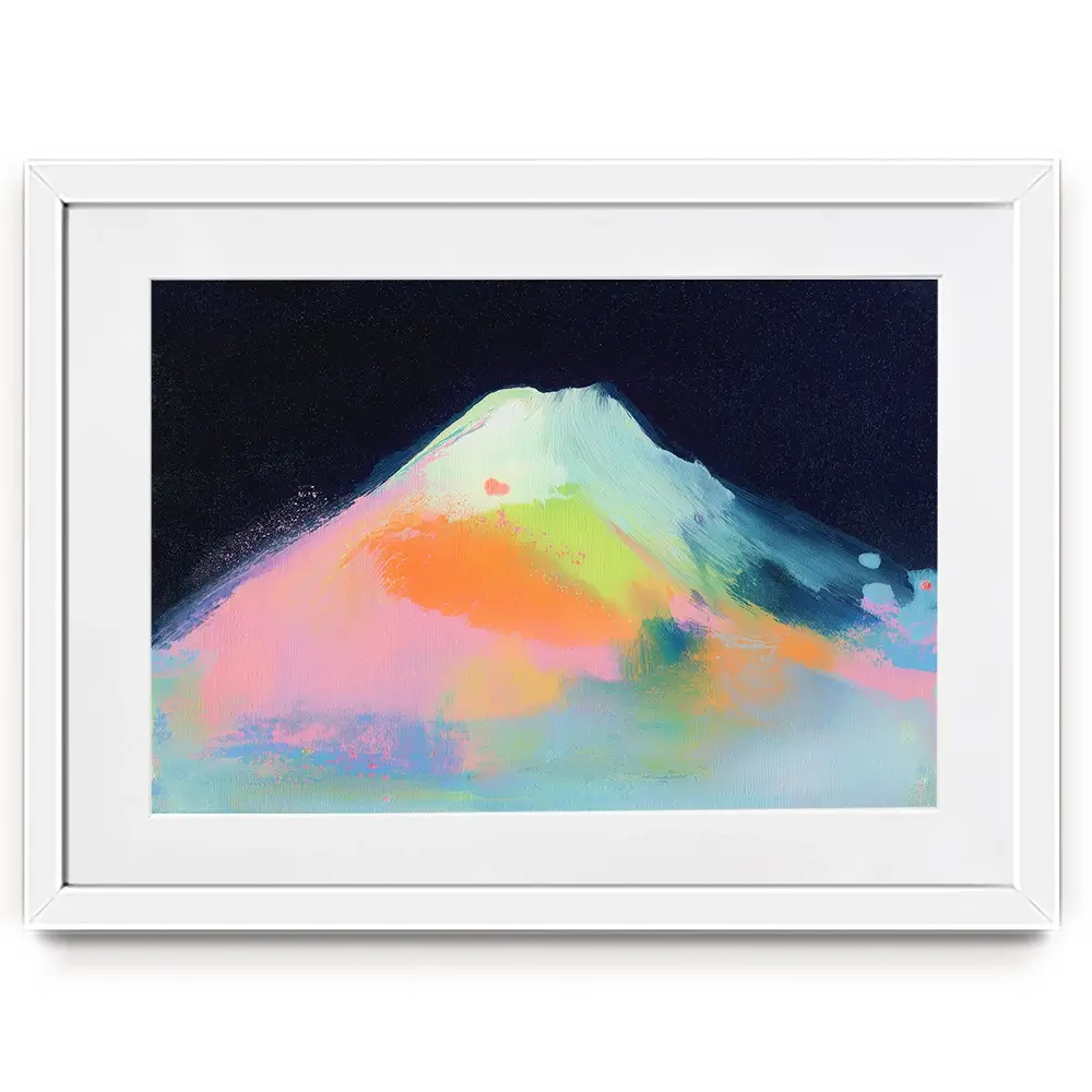 Fuji In Neon Framed Art Print Fuji In Neon Framed Art Print wall art product Chromatic Storm Studio