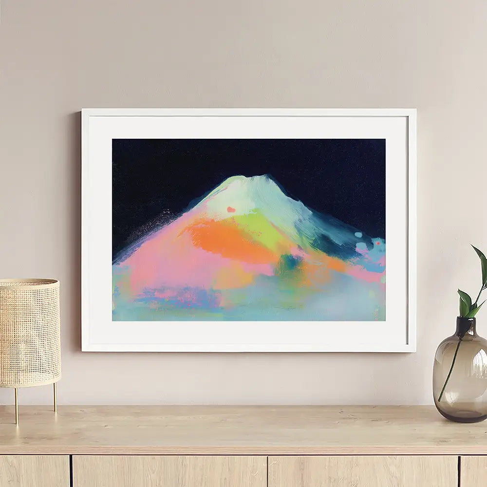 Fuji In Neon Framed Art Print Fuji In Neon Framed Art Print wall art product Chromatic Storm Studio