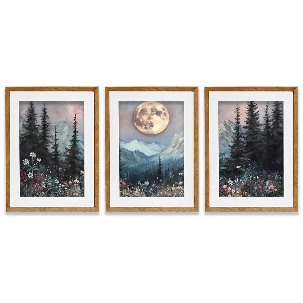 Full Moon Framed Art Print Trio Full Moon Framed Art Print Trio wall art product IAmHomeStudio