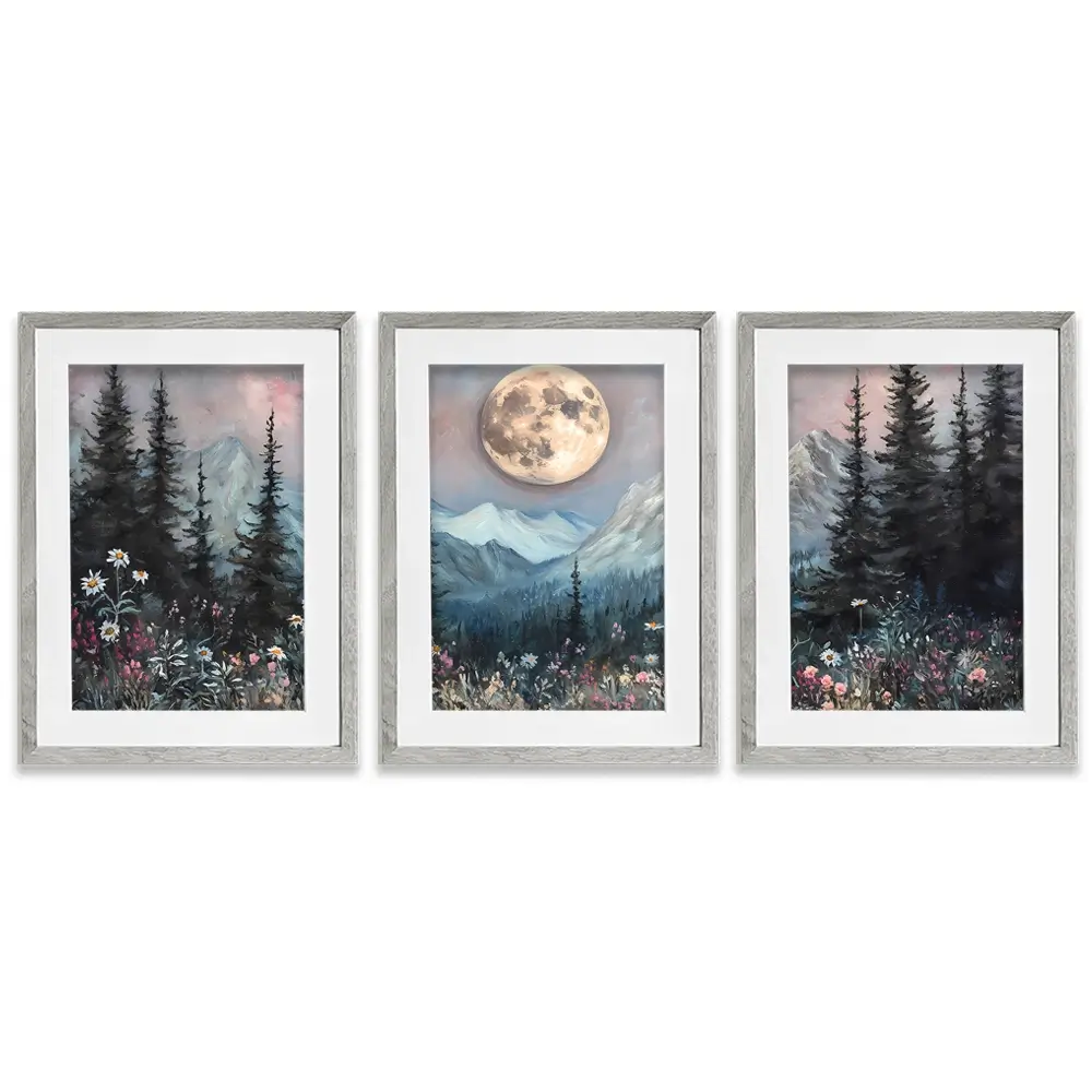 Full Moon Framed Art Print Trio Full Moon Framed Art Print Trio wall art product IAmHomeStudio