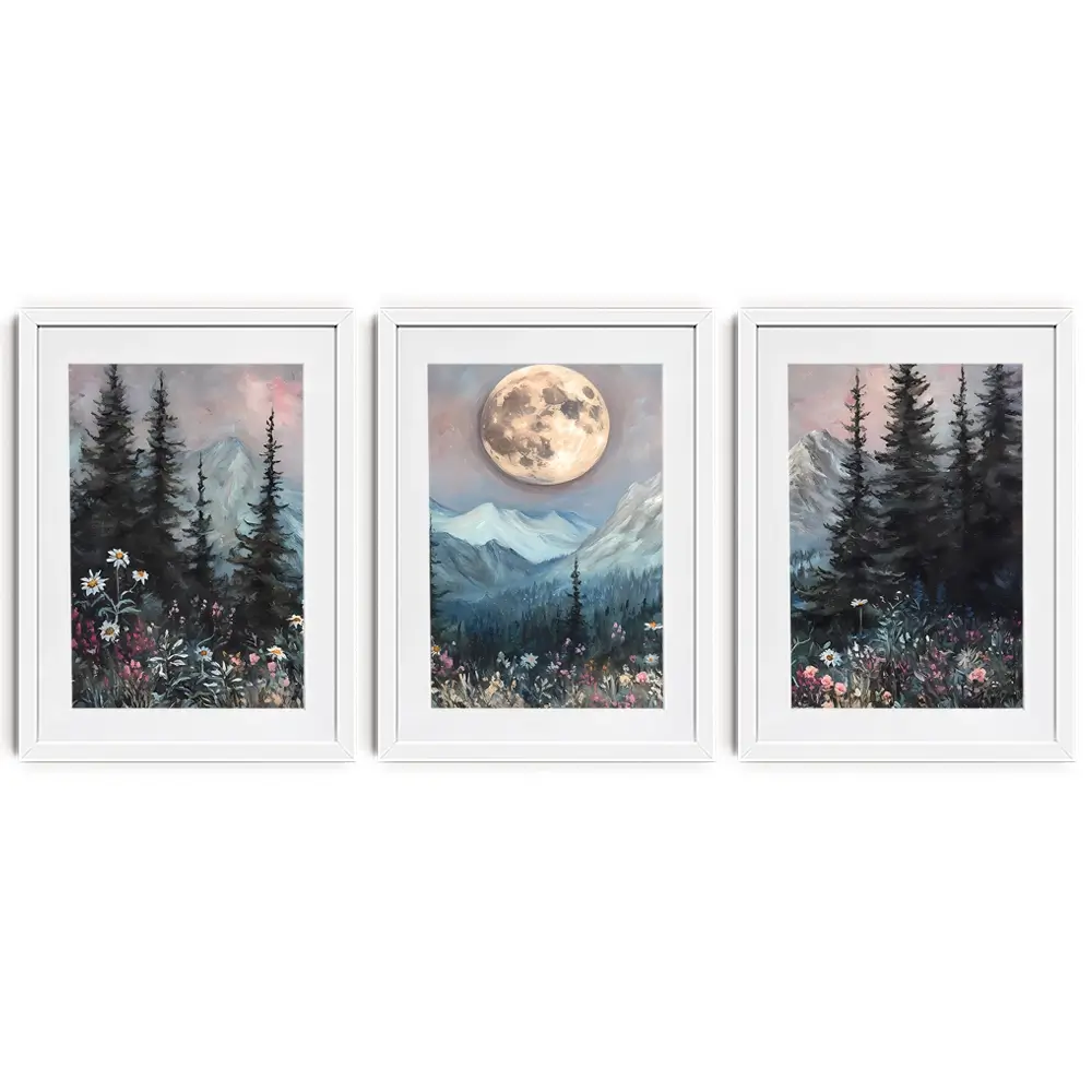 Full Moon Framed Art Print Trio Full Moon Framed Art Print Trio wall art product IAmHomeStudio
