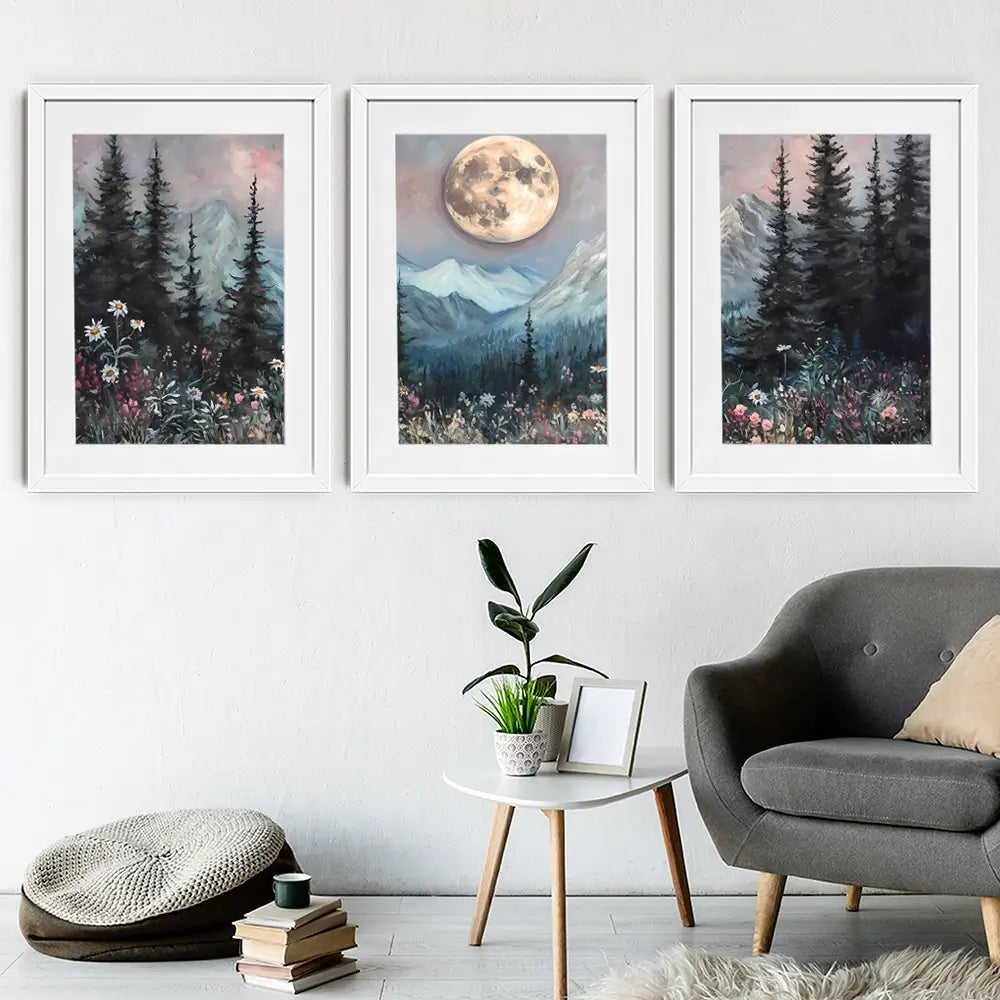 Full Moon Framed Art Print Trio Full Moon Framed Art Print Trio wall art product IAmHomeStudio
