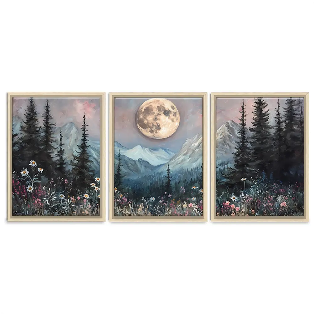 Full Moon Trio Canvas Print Full Moon Trio Canvas Print wall art product IAmHomeStudio