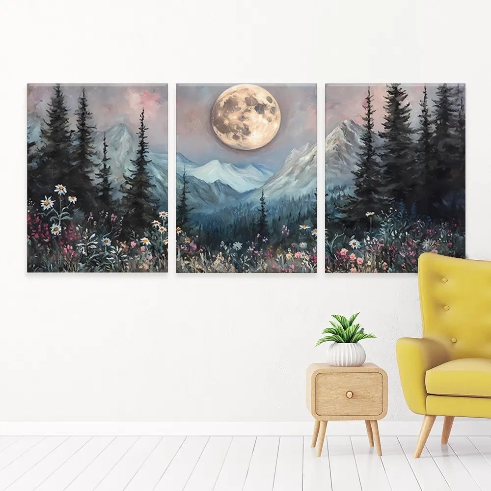 Full Moon Trio Canvas Print Full Moon Trio Canvas Print wall art product IAmHomeStudio