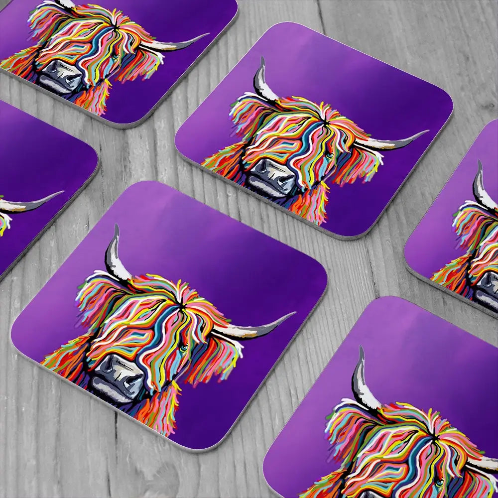 Funky Coloured Cow Coaster Set Funky Coloured Cow Coaster Set wall art product Independent