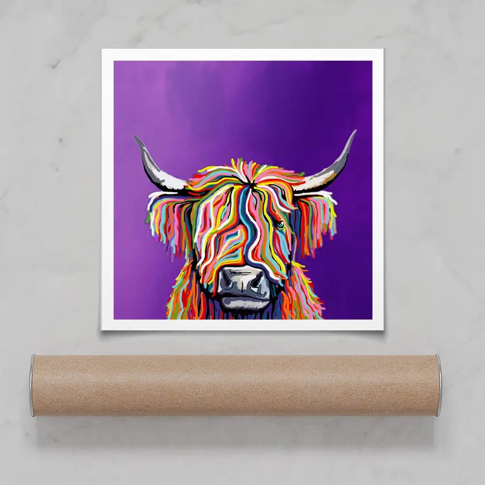 Funky Coloured Cow Square Art Print Funky Coloured Cow Square Art Print wall art product Independent