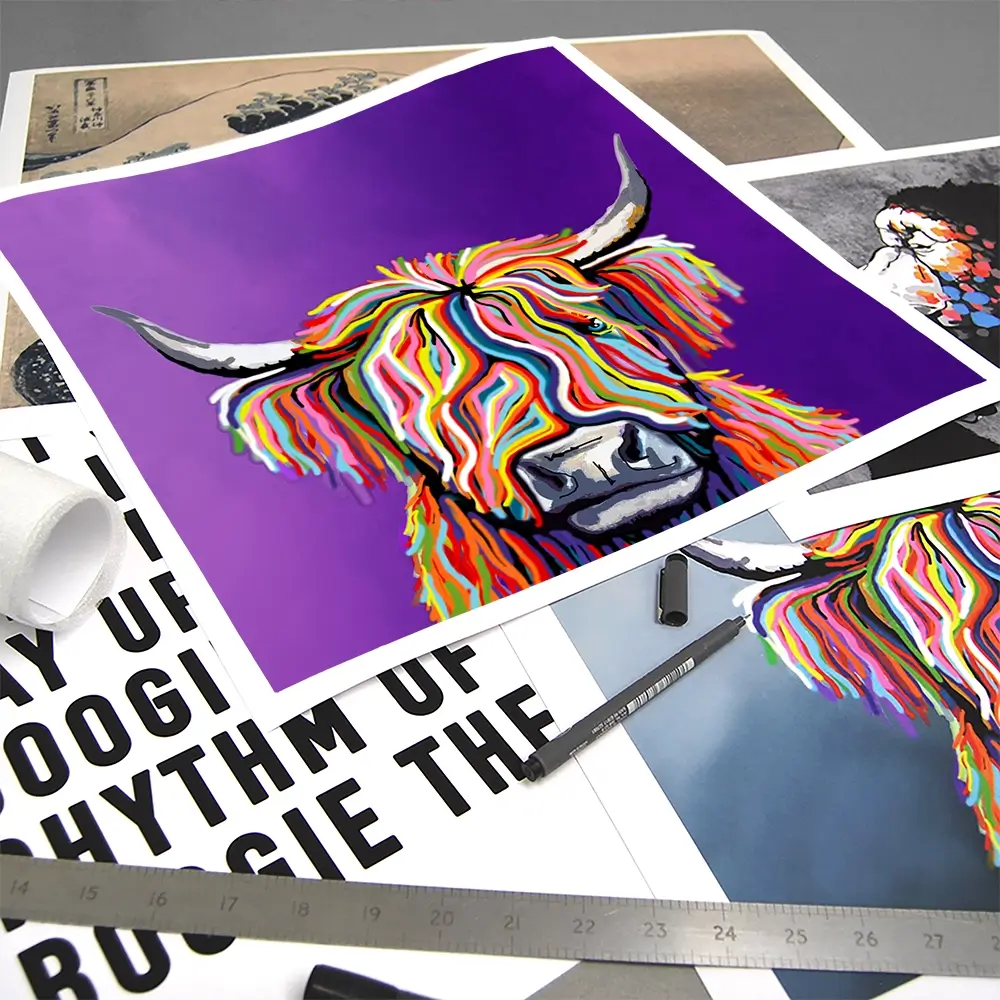 Funky Coloured Cow Square Art Print Funky Coloured Cow Square Art Print wall art product Independent