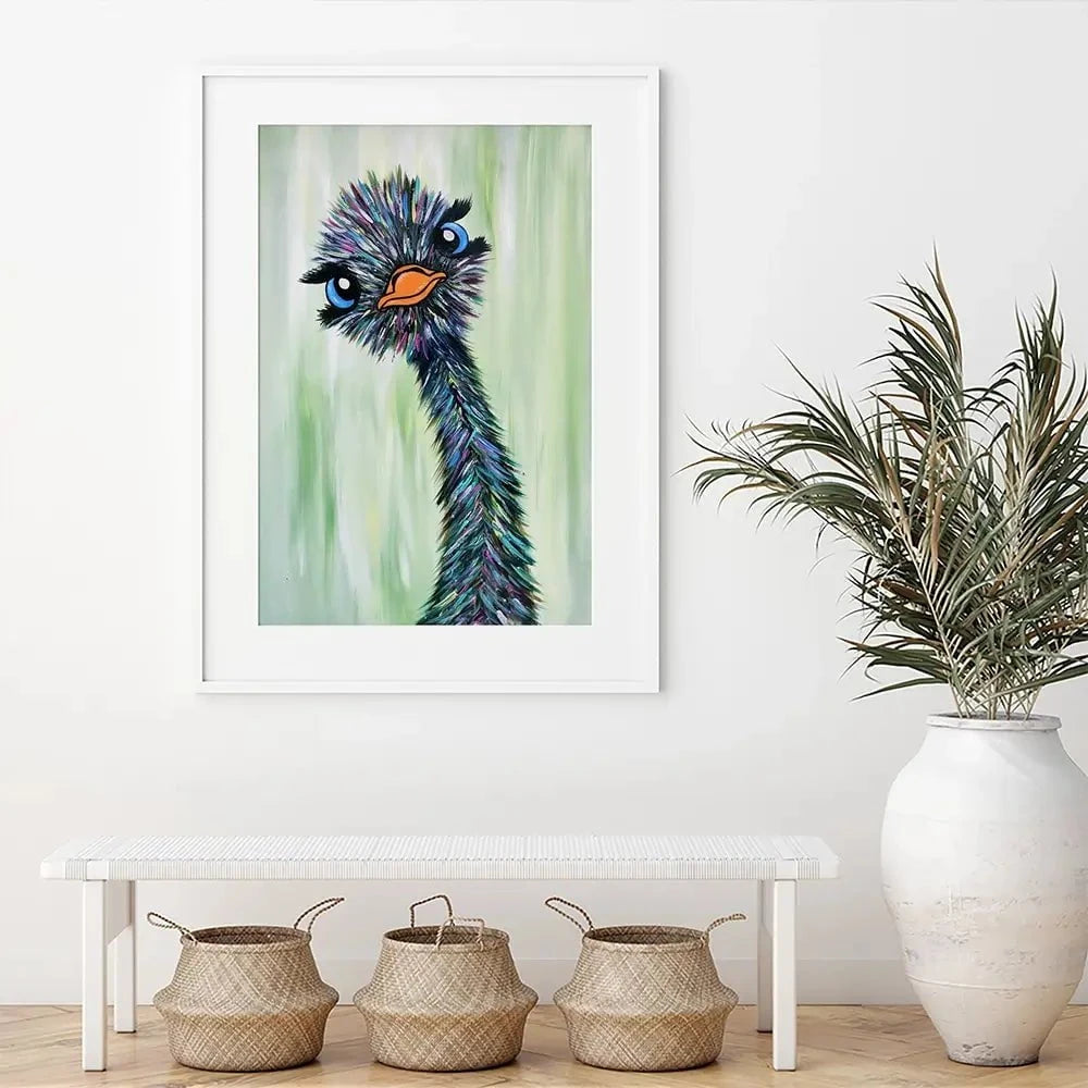 Funky Ostrich Framed Art Print Funky Ostrich Framed Art Print wall art product Tanya Stone / Shutterstock