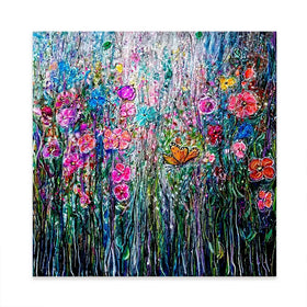 Garden Paradise Square Canvas Print Garden Paradise Square Canvas Print wall art product Lena Owens - Independent