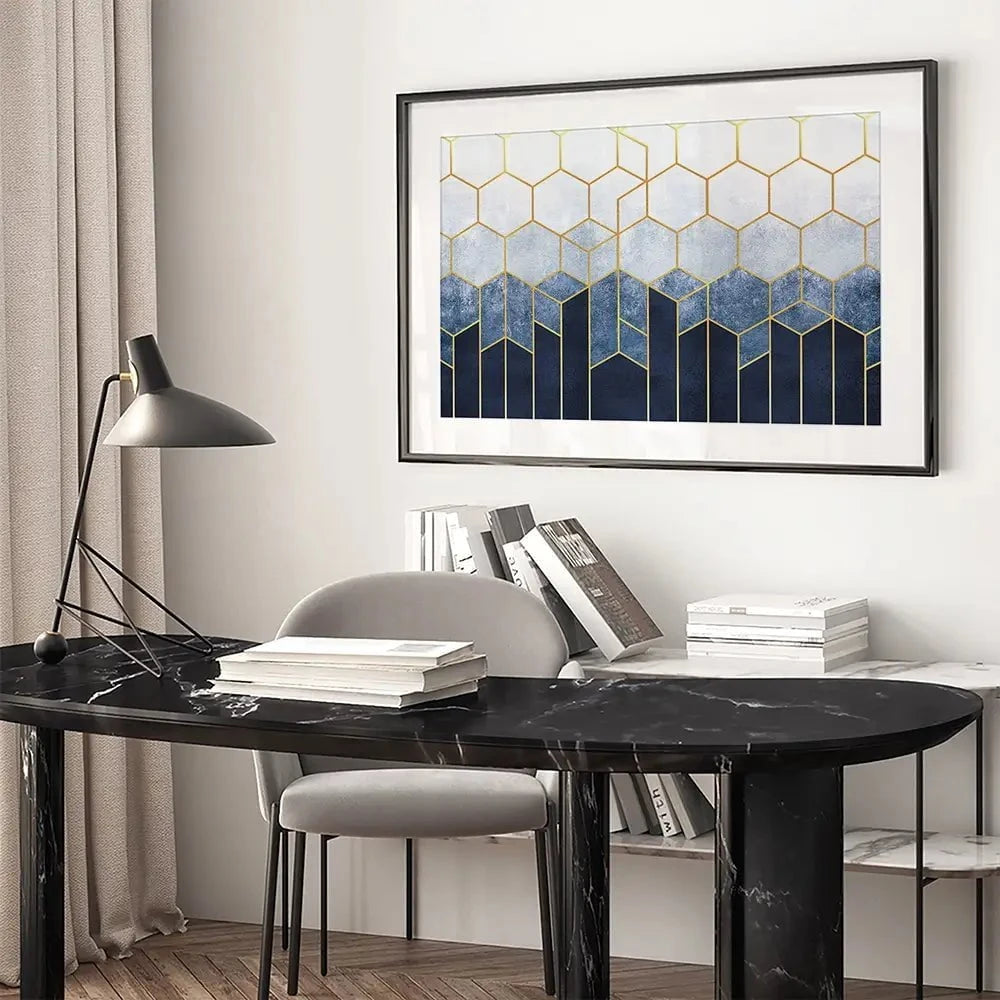 Geometric Hexagons Framed Art Print Geometric Hexagons Framed Art Print wall art product Katrine_arty / Shutterstock