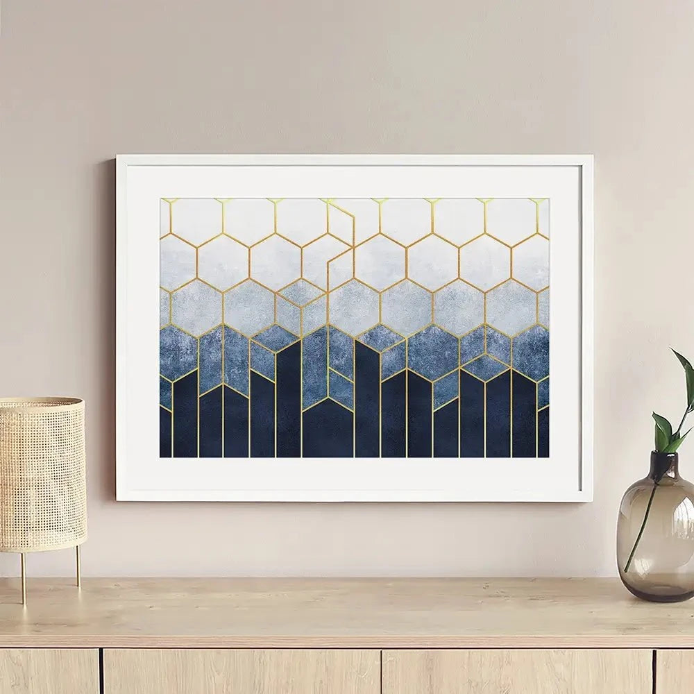 Geometric Hexagons Framed Art Print Geometric Hexagons Framed Art Print wall art product Katrine_arty / Shutterstock