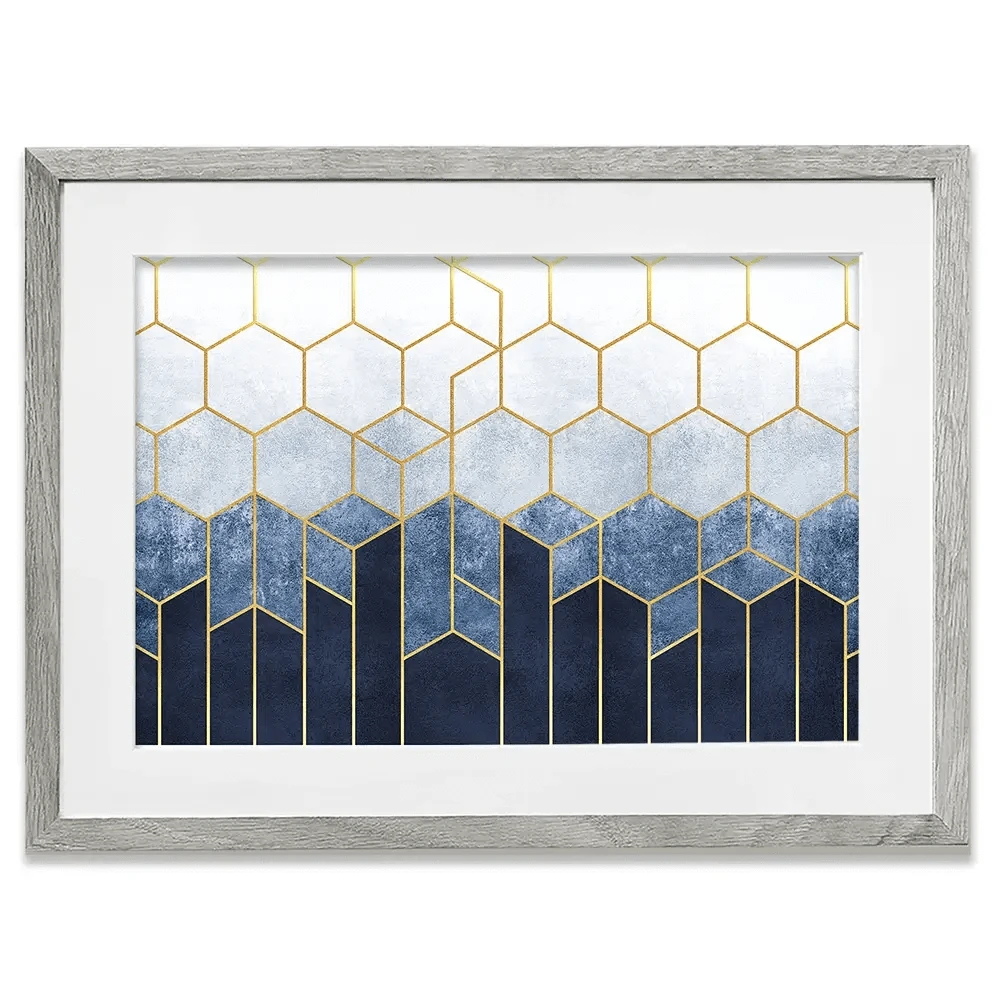 Geometric Hexagons Framed Art Print Geometric Hexagons Framed Art Print wall art product Katrine_arty / Shutterstock
