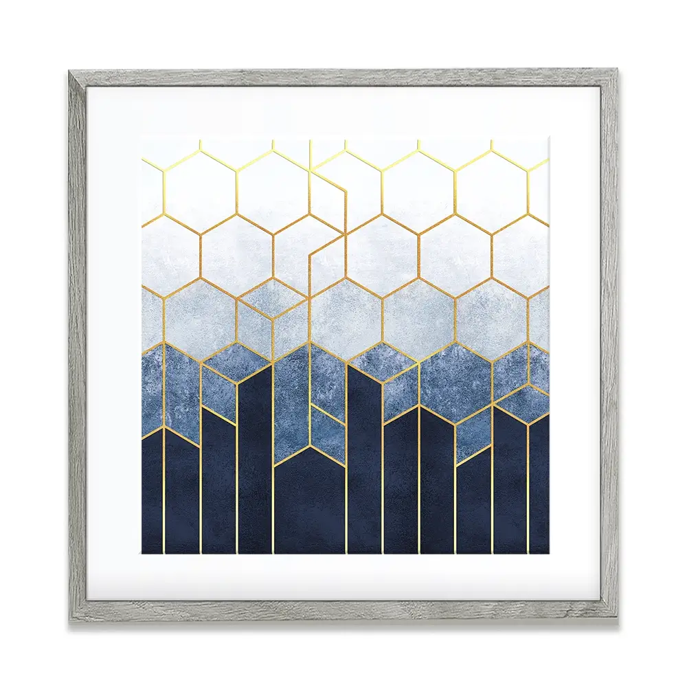Geometric Hexagons Square Framed Art Print Geometric Hexagons Square Framed Art Print wall art product Art Print Shop