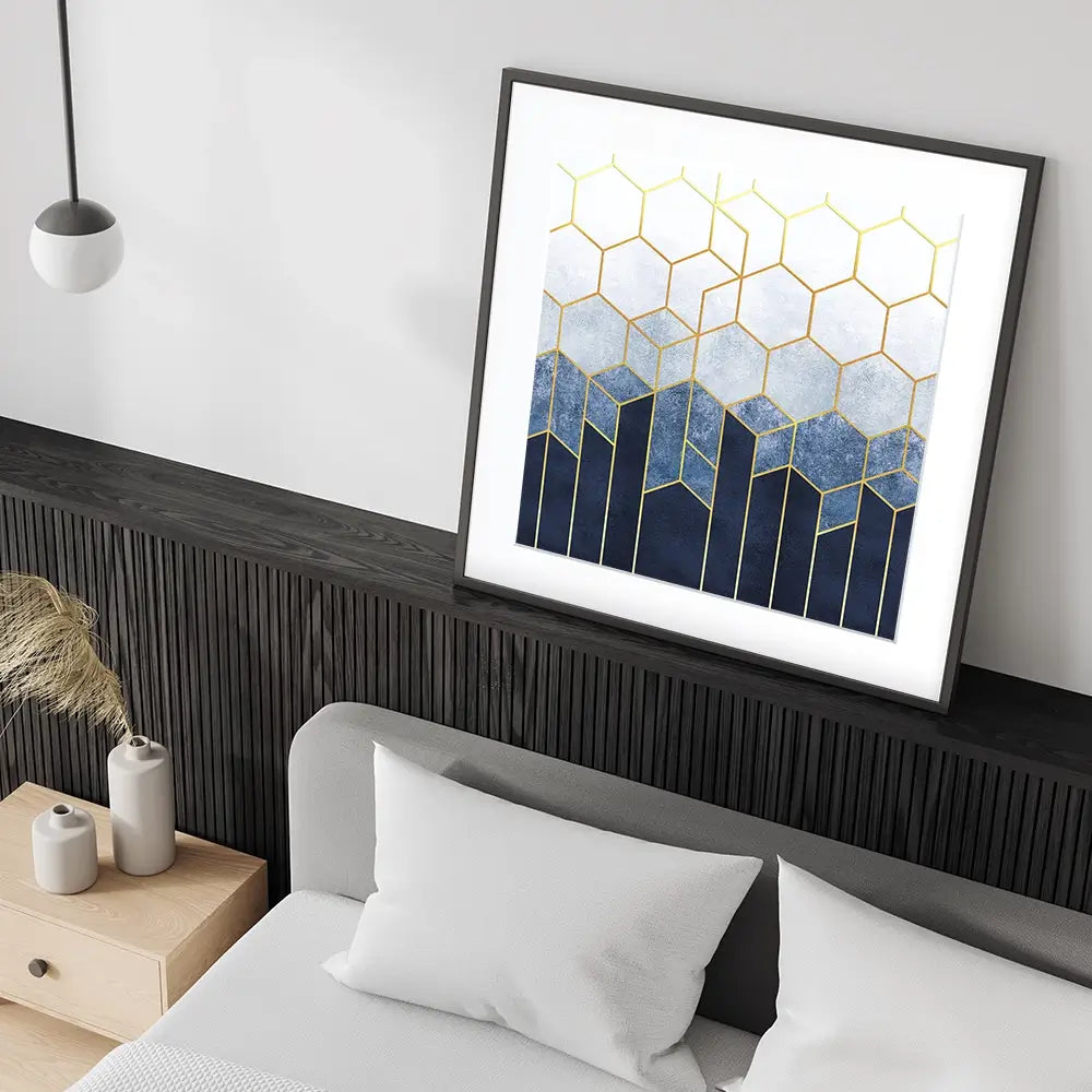 Geometric Hexagons Square Framed Art Print Geometric Hexagons Square Framed Art Print wall art product Art Print Shop