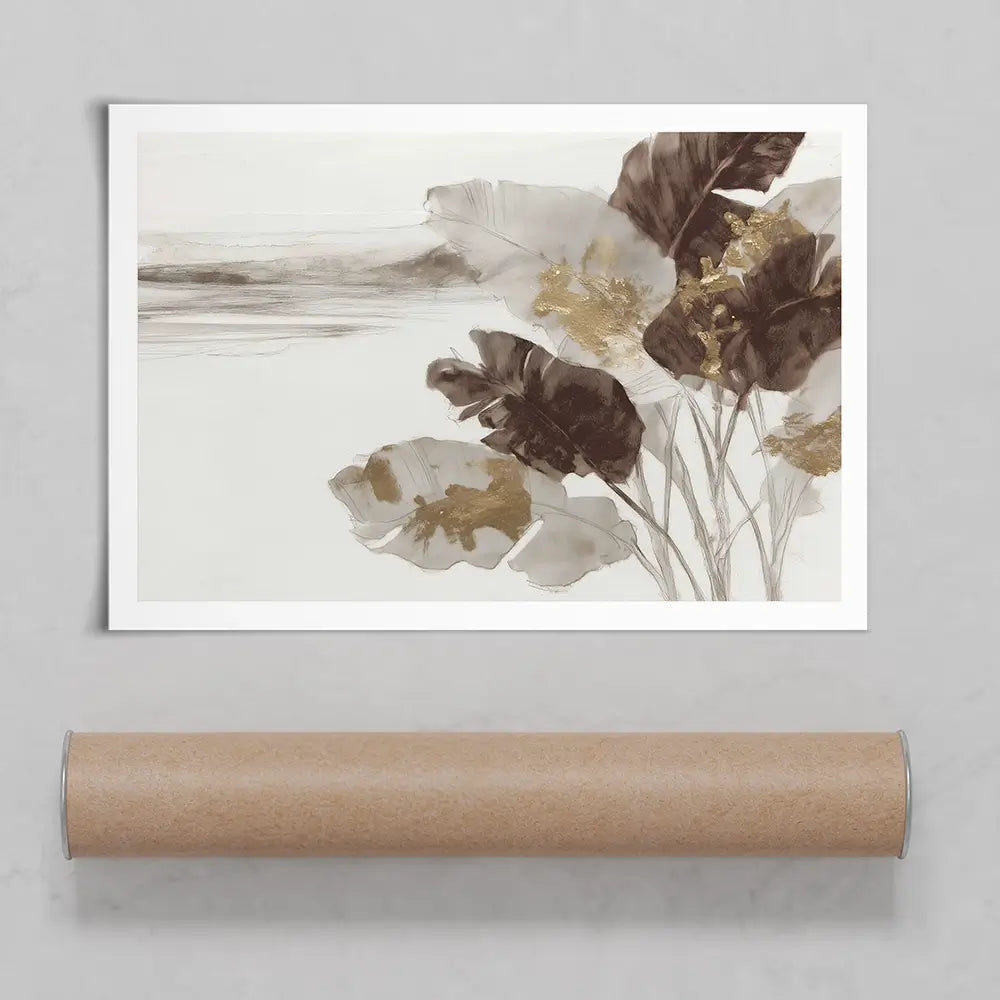 Gilded Banana Leaves Art Print Gilded Banana Leaves Art Print wall art product Chromatic Storm Studio