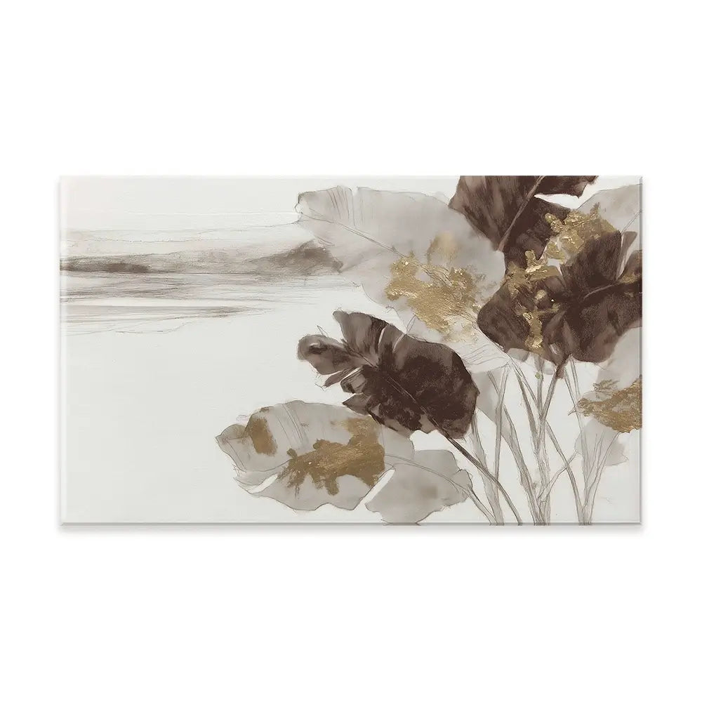 Gilded Banana Leaves Canvas Print Gilded Banana Leaves Canvas Print wall art product Chromatic Storm Studio