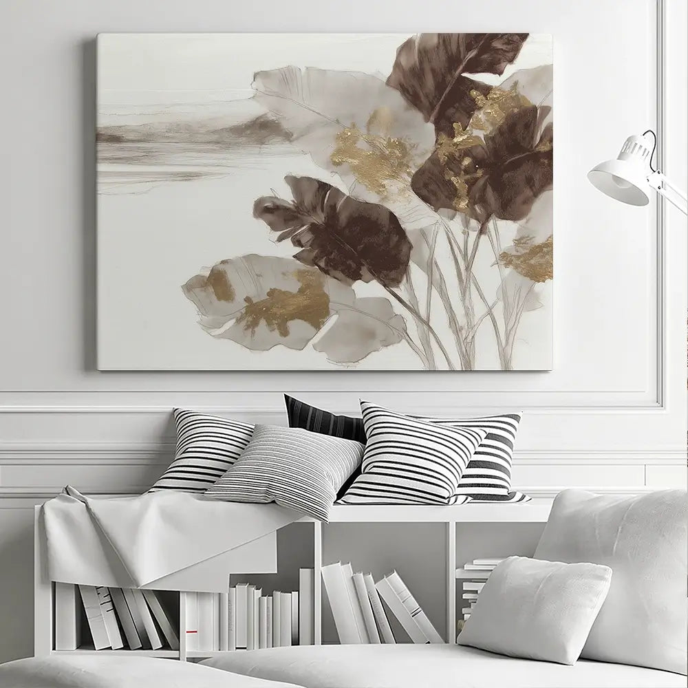 Gilded Banana Leaves Canvas Print Gilded Banana Leaves Canvas Print wall art product Chromatic Storm Studio