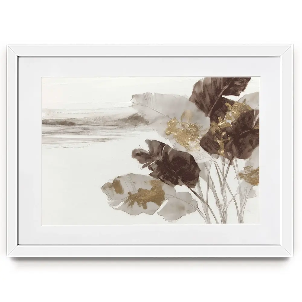 Gilded Banana Leaves Framed Art Print Gilded Banana Leaves Framed Art Print wall art product Chromatic Storm Studio