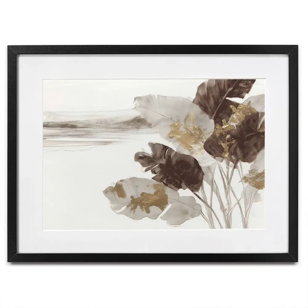 Gilded Banana Leaves Framed Art Print Gilded Banana Leaves Framed Art Print wall art product Chromatic Storm Studio