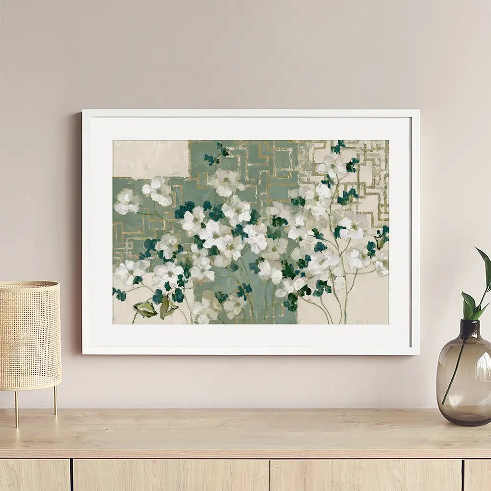 Gilded Maze Blooms Framed Art Print Gilded Maze Blooms Framed Art Print wall art product Chromatic Storm Studio