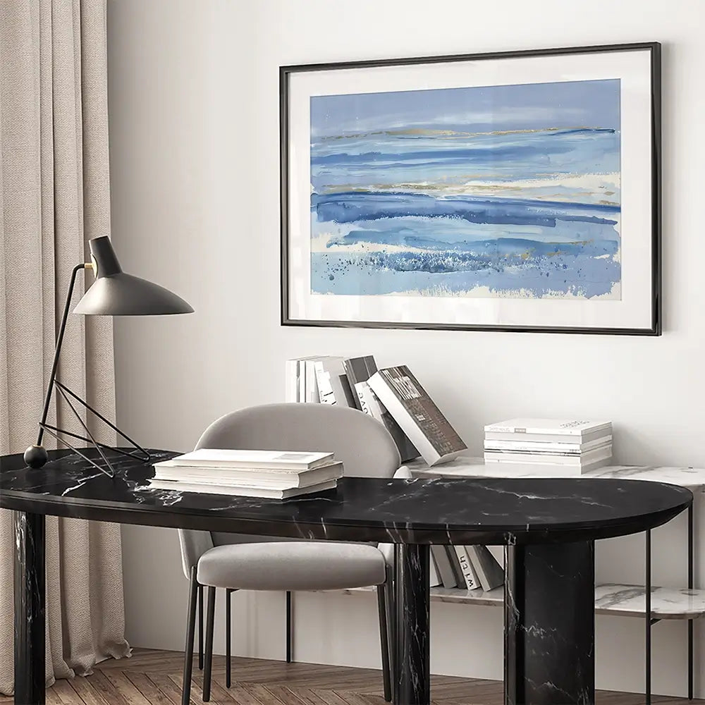 Gilded Sea Horizon Framed Art Print Gilded Sea Horizon Framed Art Print wall art product Chromatic Storm Studio