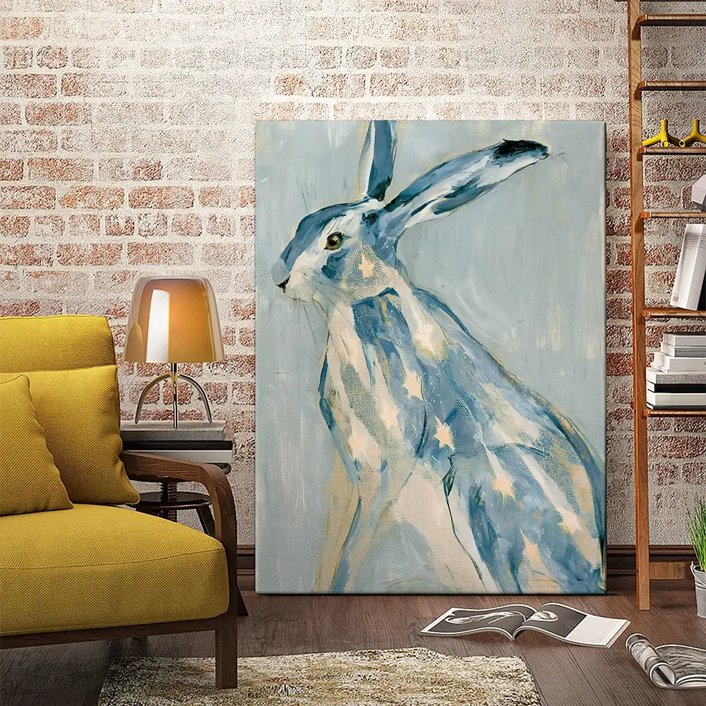 Gilded Star Hare Portrait Canvas Print Gilded Star Hare Portrait Canvas Print wall art product Chromatic Storm Studio