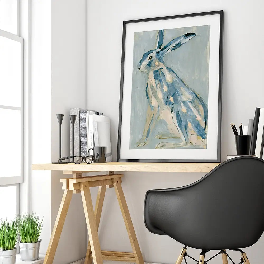 Gilded Star Hare Portrait Framed Art Print Gilded Star Hare Portrait Framed Art Print wall art product Chromatic Storm Studio