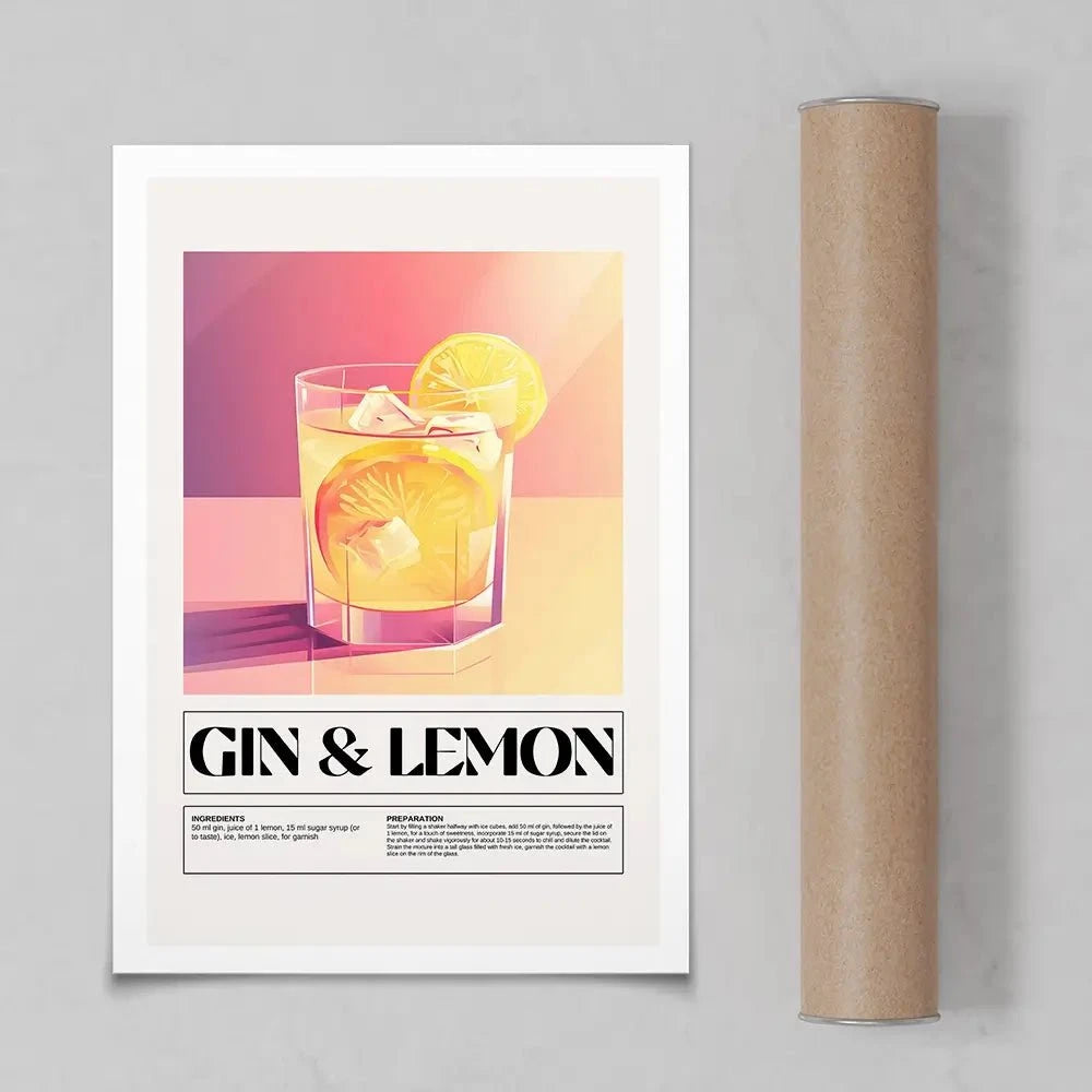 Gin and Lemon Recipe Art Print Gin and Lemon Recipe Art Print wall art product Art Print Shop