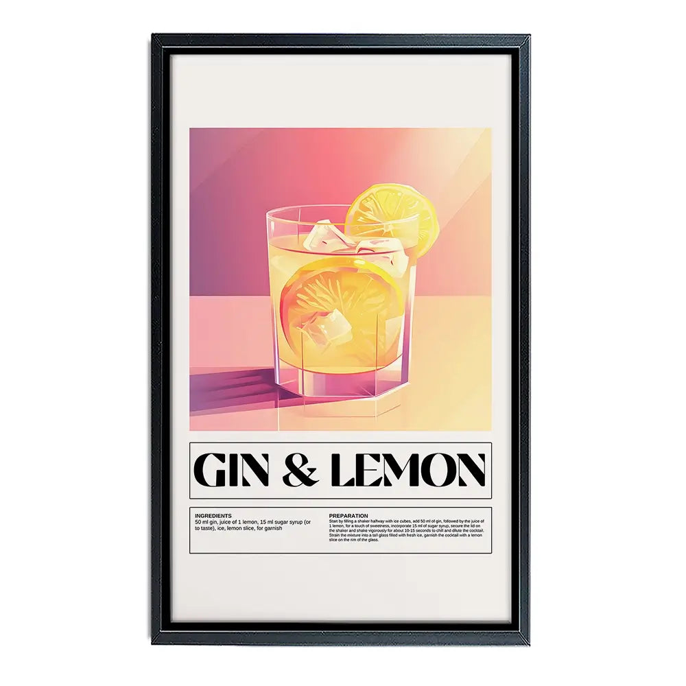 Gin and Lemon Recipe Canvas Print Gin and Lemon Recipe Canvas Print wall art product Art Print Shop