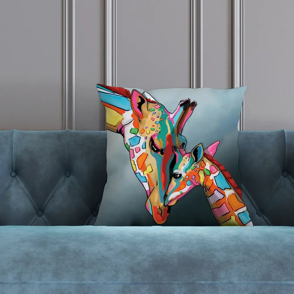 Giraffe And Calf Cushion Giraffe And Calf Cushion wall art product Art Print Shop