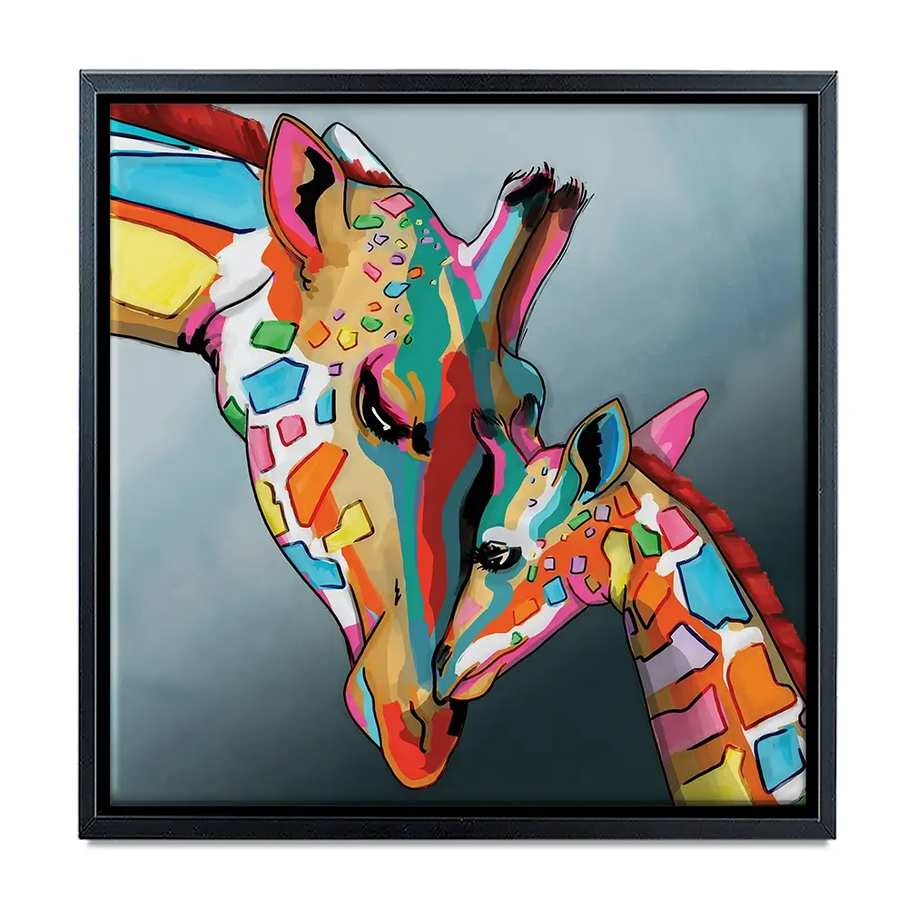 Giraffe And Calf Square Canvas Print Giraffe And Calf Square Canvas Print wall art product Art Print Shop