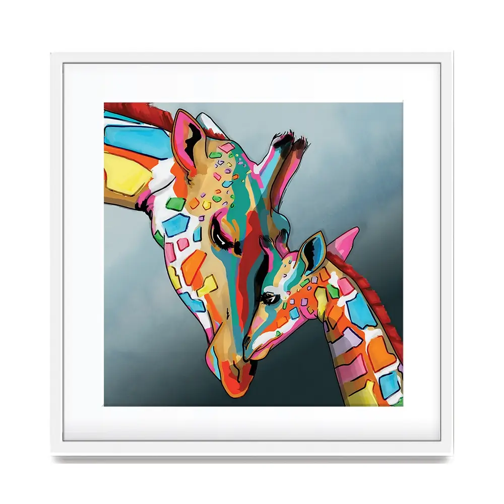 Giraffe And Calf Square Framed Art Print Giraffe And Calf Square Framed Art Print wall art product Art Print Shop