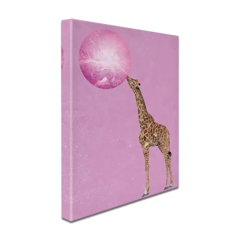 Giraffe Blowing Bubblegum Canvas Print Giraffe Blowing Bubblegum Canvas Print wall art product Sarah Manovski