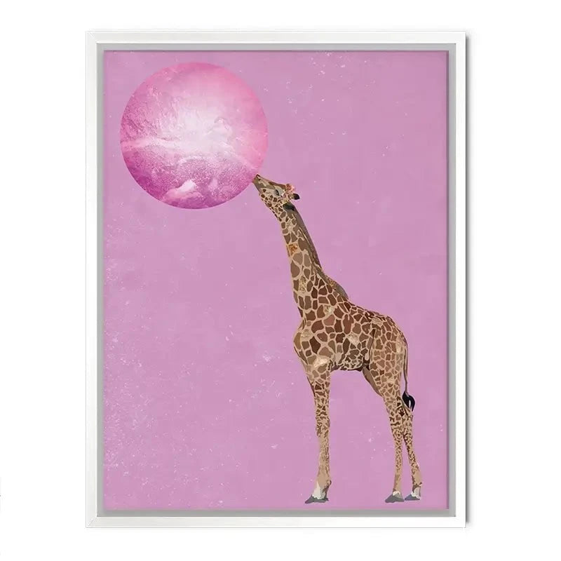 Giraffe Blowing Bubblegum Canvas Print Giraffe Blowing Bubblegum Canvas Print wall art product Sarah Manovski