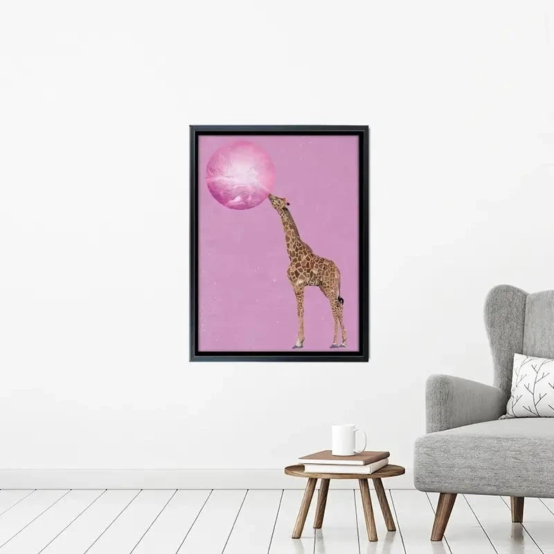 Giraffe Blowing Bubblegum Canvas Print Giraffe Blowing Bubblegum Canvas Print wall art product Sarah Manovski