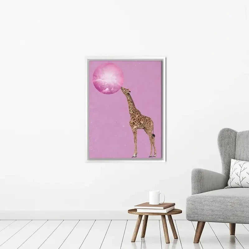 Giraffe Blowing Bubblegum Canvas Print Giraffe Blowing Bubblegum Canvas Print wall art product Sarah Manovski