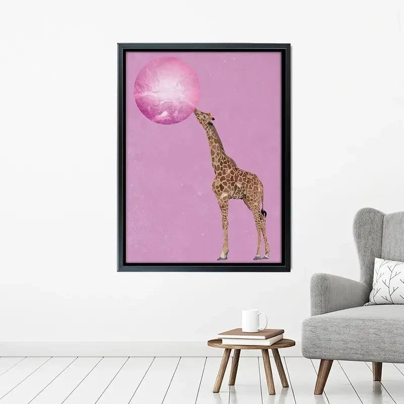 Giraffe Blowing Bubblegum Canvas Print Giraffe Blowing Bubblegum Canvas Print wall art product Sarah Manovski