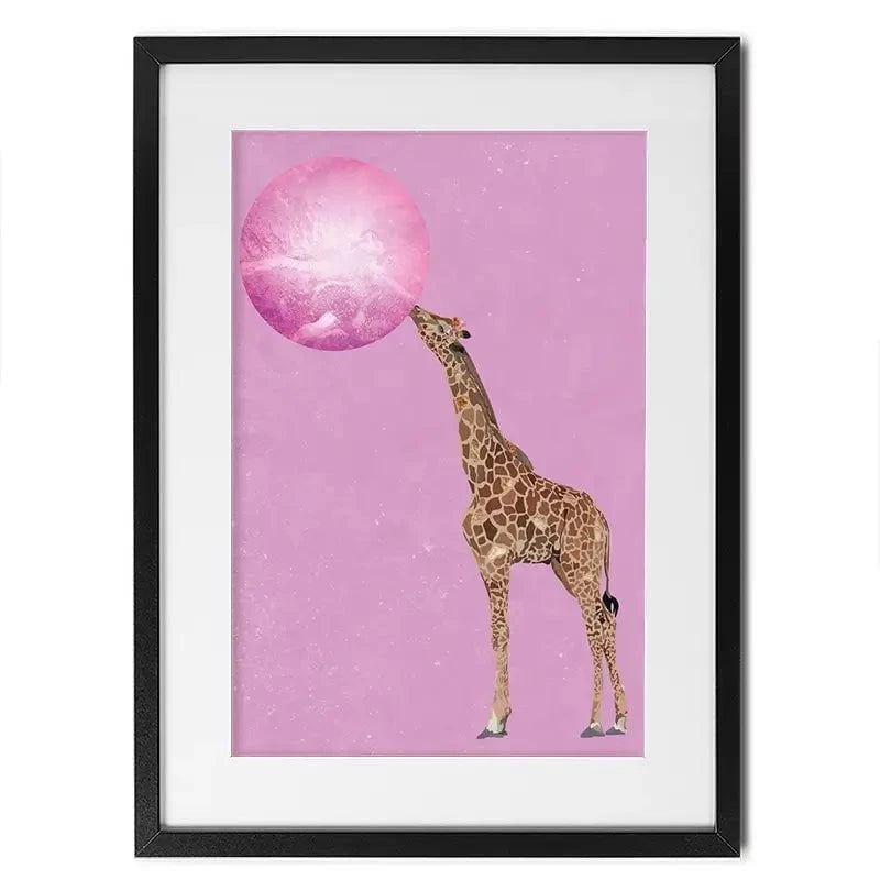 Giraffe Blowing Bubblegum Framed Art Print Giraffe Blowing Bubblegum Framed Art Print wall art product Sarah Manovski