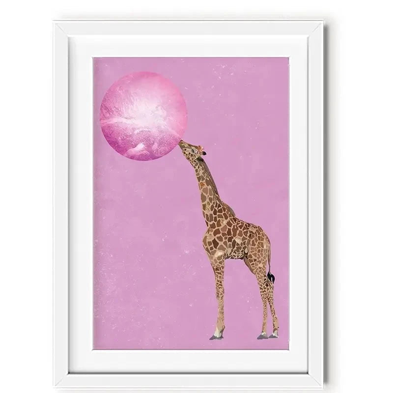 Giraffe Blowing Bubblegum Framed Art Print Giraffe Blowing Bubblegum Framed Art Print wall art product Sarah Manovski
