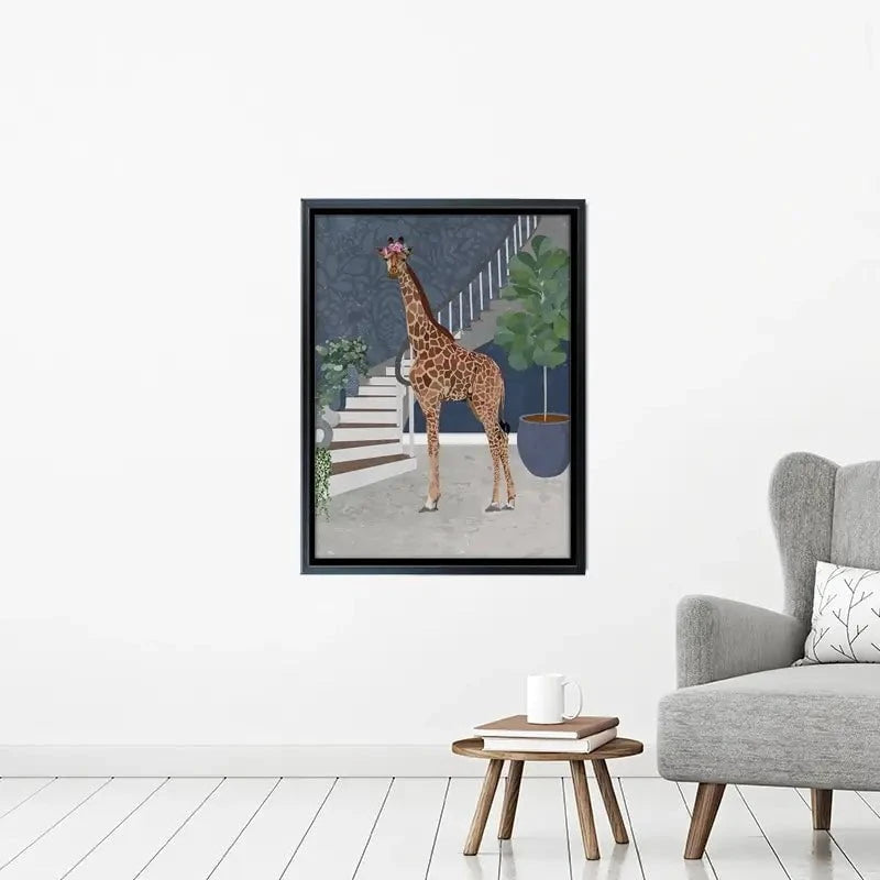 Giraffe By The Stairs Canvas Print Giraffe By The Stairs Canvas Print wall art product Sarah Manovski