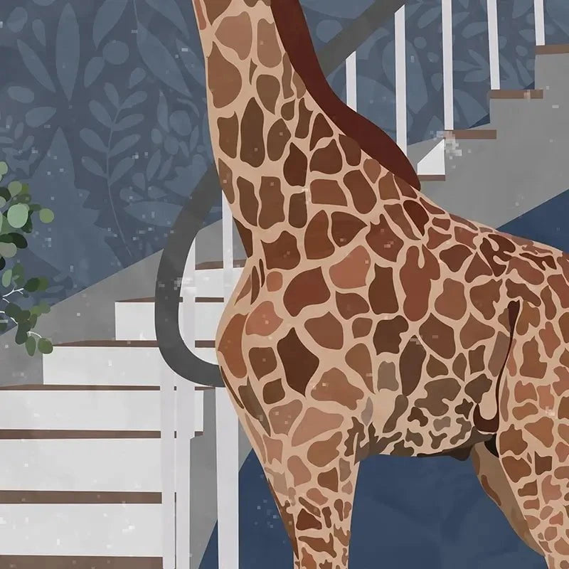 Giraffe By The Stairs Framed Art Print Giraffe By The Stairs Framed Art Print wall art product Sarah Manovski