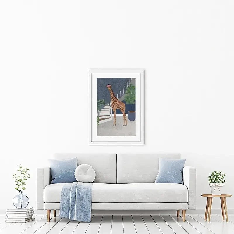 Giraffe By The Stairs Framed Art Print Giraffe By The Stairs Framed Art Print wall art product Sarah Manovski