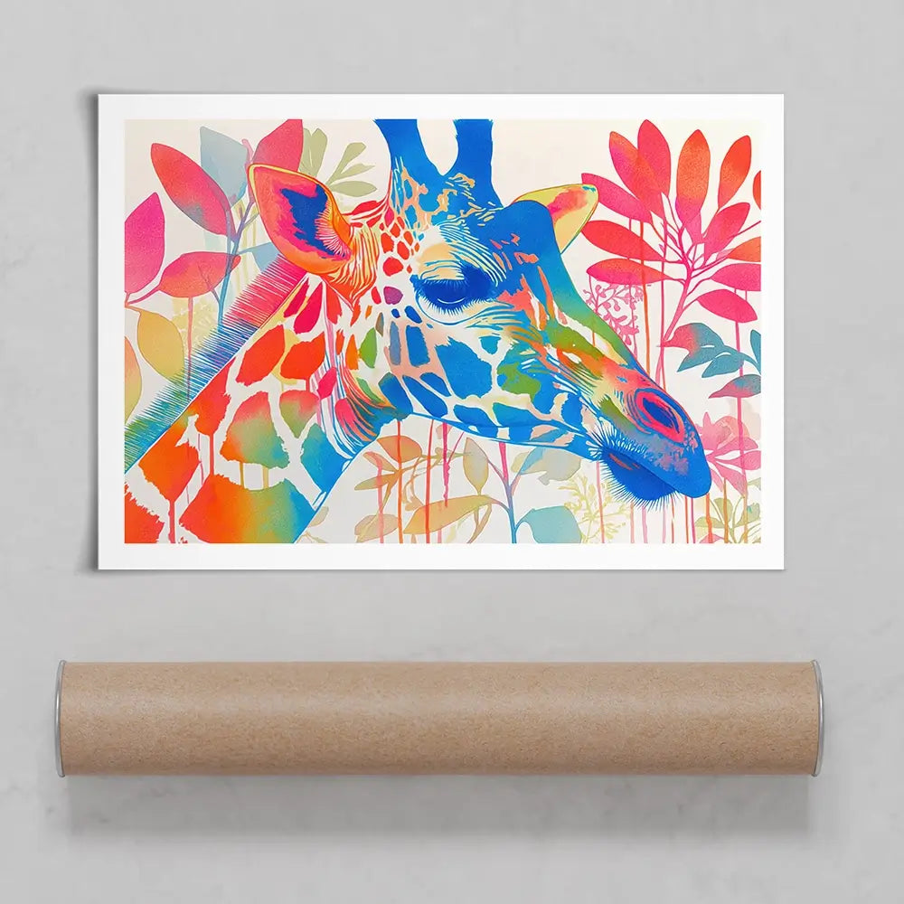Giraffe In Bloom Art Print Giraffe In Bloom Art Print wall art product Chromatic Storm Studio