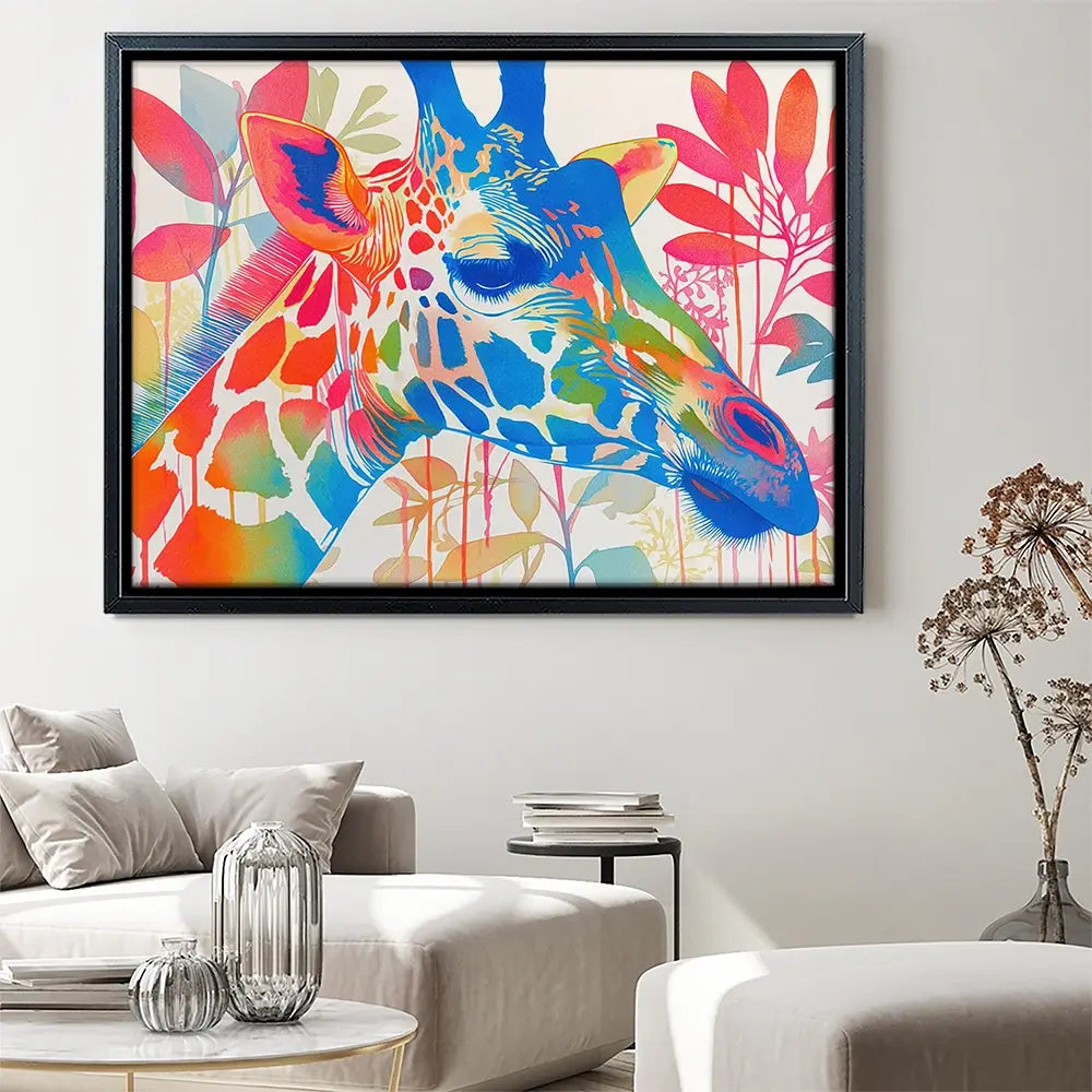 Giraffe In Bloom Canvas Print Giraffe In Bloom Canvas Print wall art product Chromatic Storm Studio