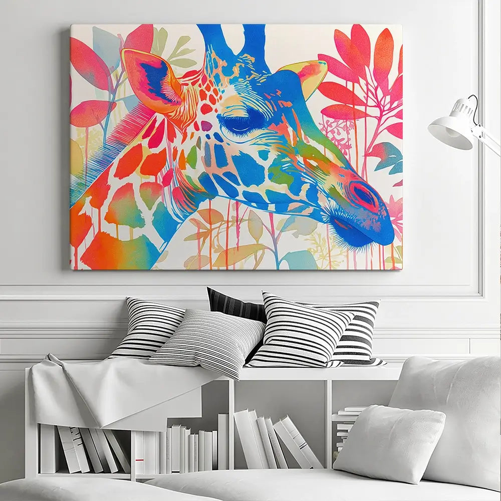 Giraffe In Bloom Canvas Print Giraffe In Bloom Canvas Print wall art product Chromatic Storm Studio