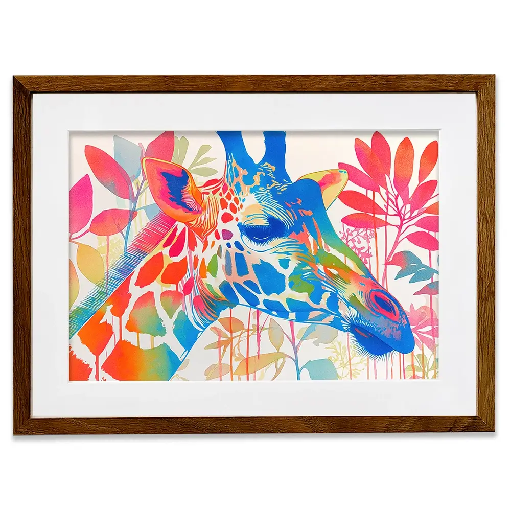 Giraffe In Bloom Framed Art Print Giraffe In Bloom Framed Art Print wall art product Chromatic Storm Studio