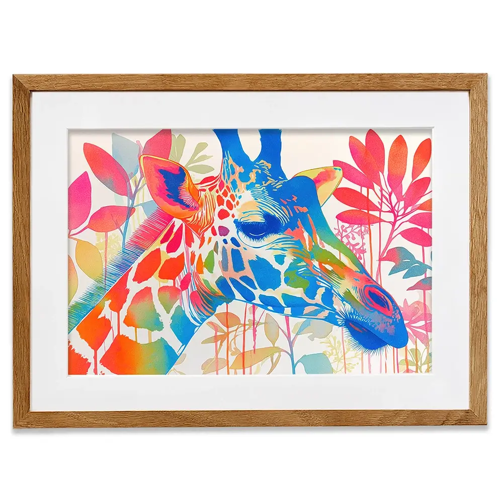 Giraffe In Bloom Framed Art Print Giraffe In Bloom Framed Art Print wall art product Chromatic Storm Studio